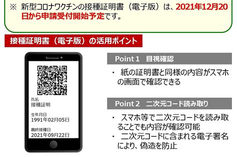 電子版ワクチン接種証明書、アプリを通しQRコードでの表示が 